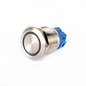 EGT19-371-BD 19mm Düz Kalıcı (Anahtarlı) Mavi Işıklı Metal Buton