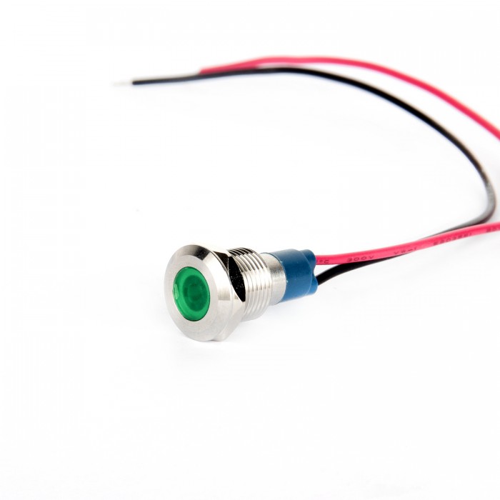 G10-130-15-GD 10mm Metal Sinyal Lambası 15cm Kablolu 6-24V Yeşil G10-130-15-GD 10mm Metal Sinyal Lambası 15cm Kablolu 6-24V Yeşil