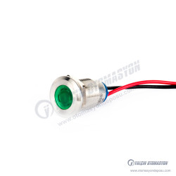 G12-130-15-GA2 12mm Metal Sinyal Lambası 15cm Kablolu 220V Yeşil G12-130-15-GA2 12mm Metal Sinyal Lambası 15cm Kablolu 220V Yeşil