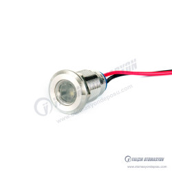 G12-130-15-WD 12mm Metal Sinyal Lambası 15cm Kablolu 6-24V Beyaz G12-130-15-WD 12mm Metal Sinyal Lambası 15cm Kablolu 6-24V Beyaz