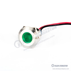 G14-130-15-GD 14mm Metal Sinyal Lambası 15cm Kablolu 6-24V Yeşil G14-130-15-GD 14mm Metal Sinyal Lambası 15cm Kablolu 6-24V Yeşil
