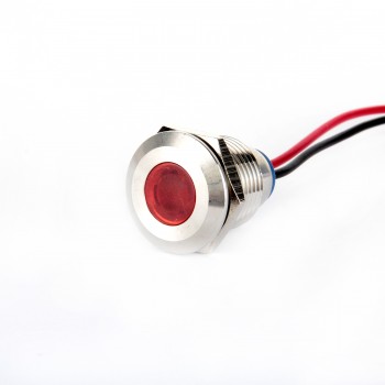 14mm Metal Gövde Led Sinyal Lambası 15cm Kablolu IP67 12-24VDC