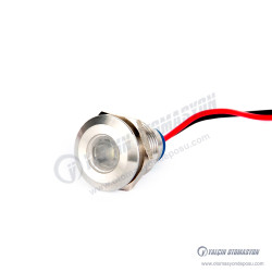 G14-130-15-WD 14mm Metal Sinyal Lambası 15cm Kablolu 6-24V Beyaz G14-130-15-WD 14mm Metal Sinyal Lambası 15cm Kablolu 6-24V Beyaz