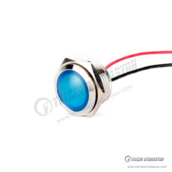 G16-170LT-BD 16mm Metal Sinyal Lambası 15cm Kablolu 6-24V Mavi