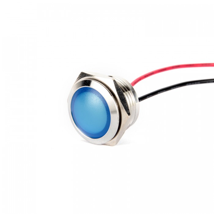 G16-170LT-BD 16mm Metal Sinyal Lambası 15cm Kablolu 6-24V Mavi G16-170LT-BD 16mm Metal Sinyal Lambası 15cm Kablolu 6-24V Mavi