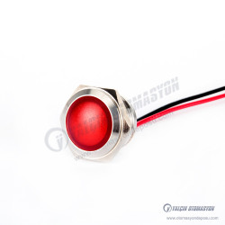 G16-170LT-RD 16mm Metal Sinyal Lambası 15cm Kablolu 6-24V Kırmızı G16-170LT-RD 16mm Metal Sinyal Lambası 15cm Kablolu 6-24V Kırmızı