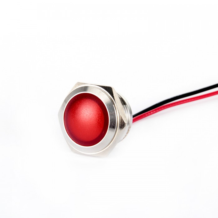 G16-170LT-RD 16mm Metal Sinyal Lambası 15cm Kablolu 6-24V Kırmızı G16-170LT-RD 16mm Metal Sinyal Lambası 15cm Kablolu 6-24V Kırmızı