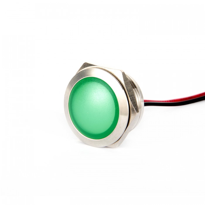 G19-170LT-GD 19mm Metal Sinyal Lambası 15cm Kablolu 6-24V Yeşil G19-170LT-GD 19mm Metal Sinyal Lambası 15cm Kablolu 6-24V Yeşil