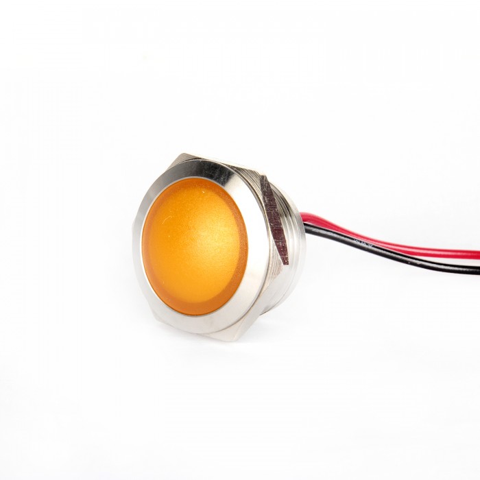 G19-170LT-YD 19mm Metal Sinyal Lambası 15cm Kablolu 6-24V Sarı G19-170LT-YD 19mm Metal Sinyal Lambası 15cm Kablolu 6-24V Sarı