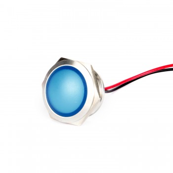 G22-170LT-BD 22mm Metal Sinyal Lambası 15cm Kablolu 6-24V Mavi