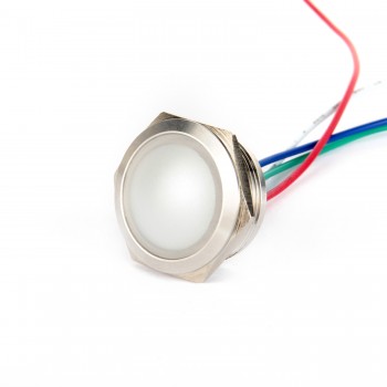 G22-170LT-RGBD (+) 22mm Metal Sinyal Lambası 15cm Kablolu 6-24V 3 Renk Anot