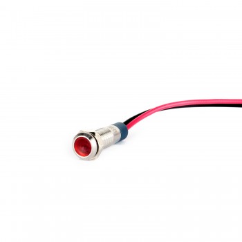 G6-130-15-RA2 6mm Metal Sinyal Lambası 15cm Kablolu 220V Kırmızı
