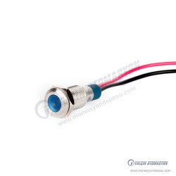 G8-130-15-BD 8mm Metal Sinyal Lambası 15cm Kablolu 6-24V Mavi