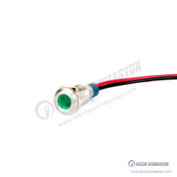 G8-130-15-GD 8mm Metal Sinyal Lambası 15cm Kablolu 6-24V Yeşil G8-130-15-GD 8mm Metal Sinyal Lambası 15cm Kablolu 6-24V Yeşil