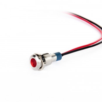 G8-130-15-RA2 8mm Metal Sinyal Lambası 15cm Kablolu 220V Kırmızı
