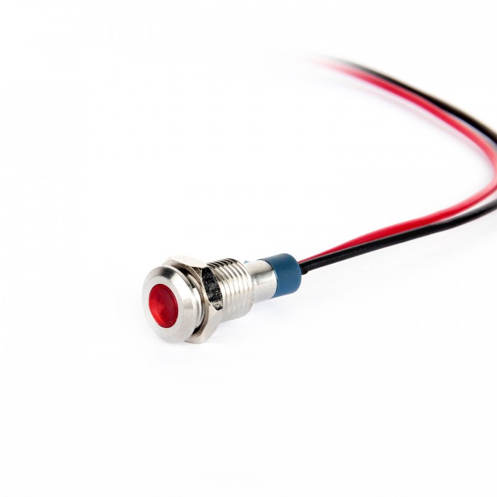 G8-130-15-RD 8mm Metal Sinyal Lambası 15cm Kablolu 6-24V Kırmızı G8-130-15-RD 8mm Metal Sinyal Lambası 15cm Kablolu 6-24V Kırmızı