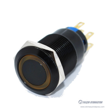 J19-272-AK-YD 19mm Metal Siyah Gövde Sarı LED Işıklı Yaylı Buton J19-272-AK-YD 19mm Metal Siyah Gövde Sarı LED Işıklı Yaylı Buton