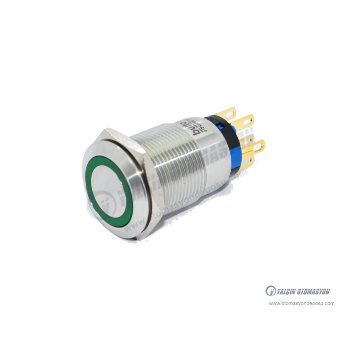 J19-272-GD 19mm Metal Yeşil LED Işıklı Yaylı Buton – BUTTO J19-272-GD 19mm Metal Yeşil LED Işıklı Yaylı Buton – BUTTO