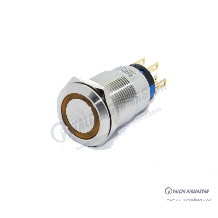 J19-272-YD 19mm Metal Sarı LED Işıklı Yaylı Buton – BUTTO J19-272-YD 19mm Metal Sarı LED Işıklı Yaylı Buton – BUTTO