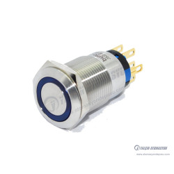 J19-372-BD 19mm Metal Mavi LED Işıklı Kalıcı Buton
