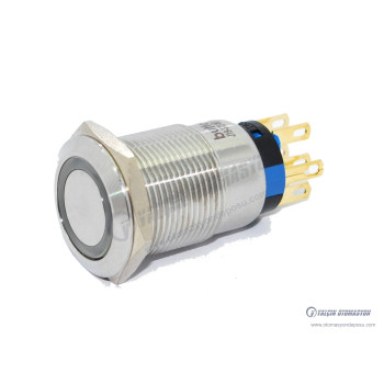 J19-372-WD 19mm Metal Beyaz LED Işıklı Kalıcı Buton 