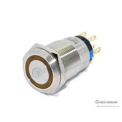 J19-372-YD 19mm Metal Sarı LED Işıklı Kalıcı Buton 