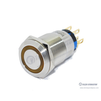 J19-372-YD 19mm Metal Sarı LED Işıklı Kalıcı Buton 
