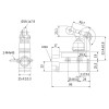 CZ-6104 Kauçuk Körüklü V Tipi Makaralı Kollu IP65 Limit Switch 1NO+1NC teknik çizim ve ölçüleri