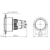 K16-G-272-P-RD 16-22mm Yuvarlak Gövde Power Logo Kırmızı Işıklı Yaylı Buton 24V