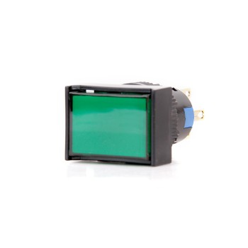 K16-392-GA2 16mm Dikdörtgen Gövde Yeşil Işıklı Kalıcı Buton 220V