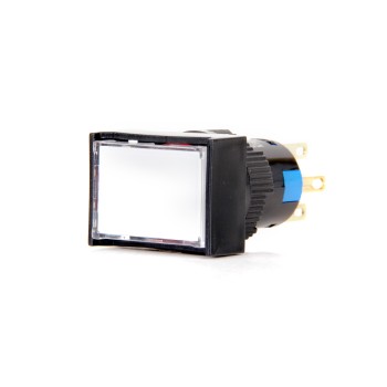 K16-392-WA2 16mm Dikdörtgen Gövde Beyaz Işıklı Kalıcı Buton 220V