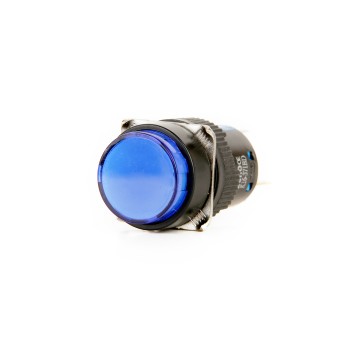 K16-170-BD 16mm Yuvarlak Gövde Sinyal Lambası Mavi Işıklı 12-24V 