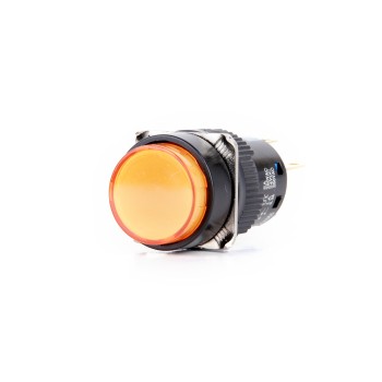 K16-271-OD 16mm Yuvarlak Gövde Turuncu Işıklı Yaylı Buton 12-24V