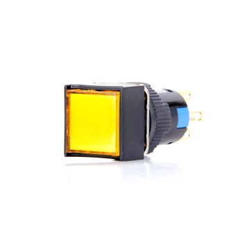 K16-281-YA2 16mm Kare Gövde Sarı Işıklı Yaylı Buton 220V K16-281-YA2 16mm Kare Gövde Sarı Işıklı Yaylı Buton 220V
