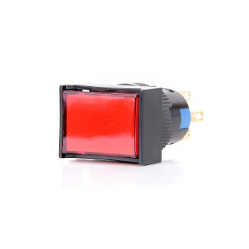 K16-392-RD 16mm Dikdörtgen Gövde Kırmızı Işıklı Kalıcı Buton 12-24V