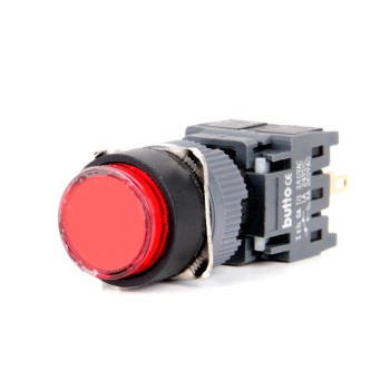 F16-271-RD 16mm Yuvarlak Gövde Kırmızı Işıklı Yaylı Buton 12-24V F16-271-RD 16mm Yuvarlak Gövde Kırmızı Işıklı Yaylı Buton 12-24V