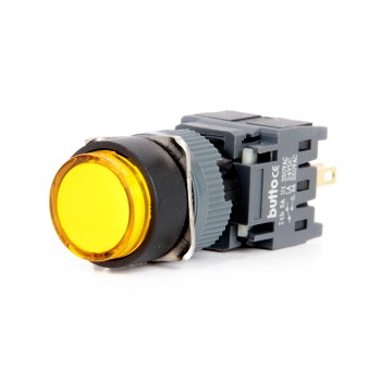 F16-271-YD 16mm Yuvarlak Gövde Sarı Işıklı Yaylı Buton 12-24V F16-271-YD 16mm Yuvarlak Gövde Sarı Işıklı Yaylı Buton 12-24V