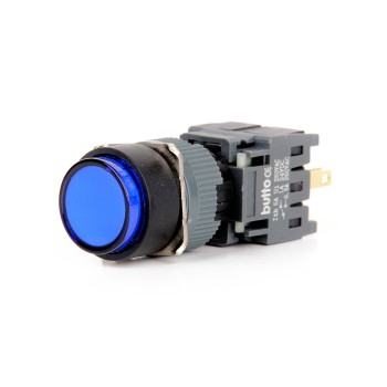 F16-271-BD 16mm Yuvarlak Gövde Mavi Işıklı Yaylı Buton 12-24V F16-271-BD 16mm Yuvarlak Gövde Mavi Işıklı Yaylı Buton 12-24V