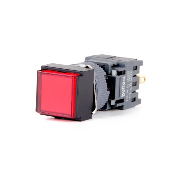 F16-281-RD 16mm Kare Gövde Kırmızı Işıklı Yaylı Buton 12-24V F16-281-RD 16mm Kare Gövde Kırmızı Işıklı Yaylı Buton 12-24V