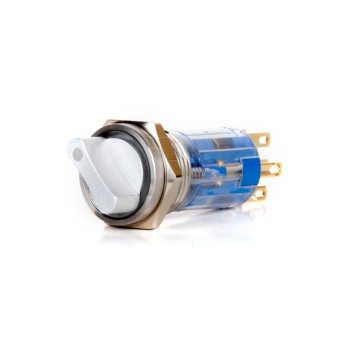 J16-472-0-E-BA2 16mm Metal Mavi LED Işıklı 0-(1) Yaylı Mandal Buton