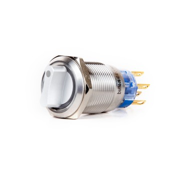 J19-472-0-WA2 19mm Metal Beyaz LED Işıklı 0-(1) Yaylı Mandal Buton