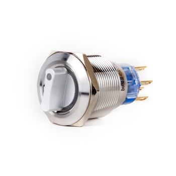 J22-572-1-WA2 22mm Metal Beyaz LED Işıklı (1)-0-(2) Yaylı Mandal Buton