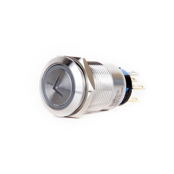 J19-272-JT-WD 19mm Metal Beyaz Led Işıklı Yön (Ok) Logo Yaylı Buton