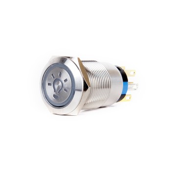 J19-272-L 19mm Metal Yaylı Ampul Logolu Düz Kafa Butonlar IP67 6-24V AC/DC