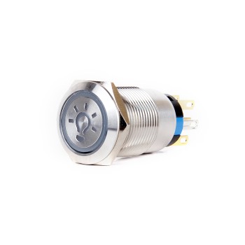 J19-272-L-WD 19mm Metal Beyaz Led Işıklı Ampul Logo Yaylı Buton