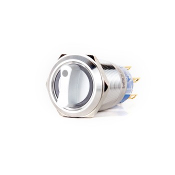 J19-472-0-WD 19mm Metal Beyaz LED Işıklı 0-(1) Yaylı Mandal Buton
