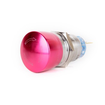 GM19-A11 19mm Paslanmaz Çelik Konik Kafa Yaylı Acil Stop Butonu 1NO+1NC, IP67 Kırmızı