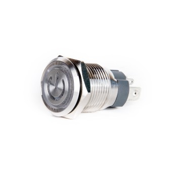 J16-C-271-P-RGBA2 16mm Yüksek Amper (20A) Power Logolu Kırmızı-Yeşil-Mavi LED Işıklı Metal Yaylı Buton