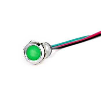 J10-150QL-GD 10mm Metal Sinyal Lambası 15cm Kablolu 6-24V Yeşil