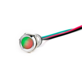 J6-170QL-GRA2 6mm Metal Sinyal Lambası 15cm Kablolu 220V AC Çift Renk Yeşil-Kırmızı